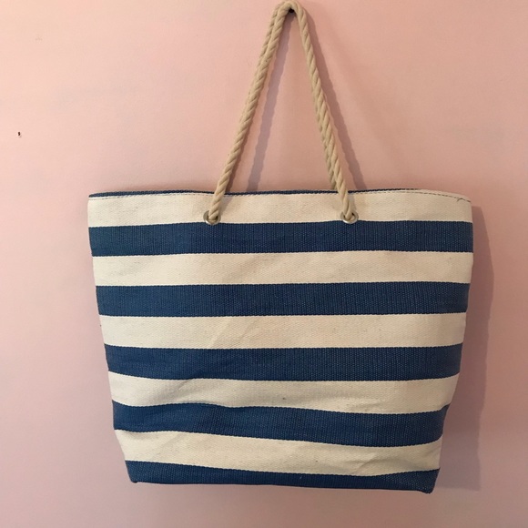Flamingo Striped Beach Tote - Picture 3 of 3